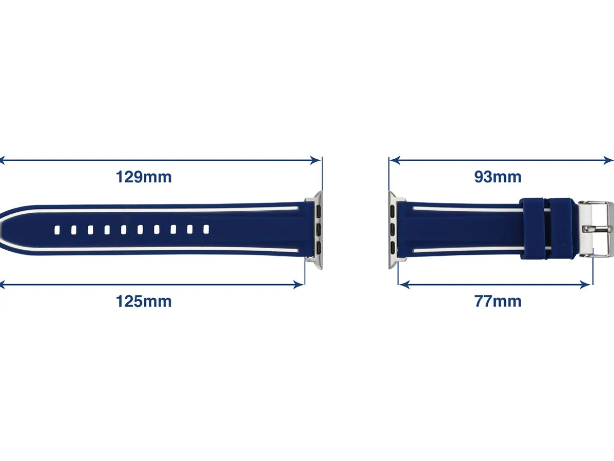 Navy And White Dual Tone Silicone Strap For Apple Watch, Compatible With 38/40/41mm Models