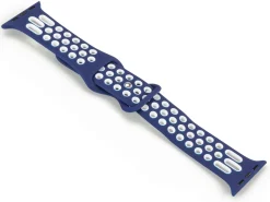 Navy Blue And White Dual Tone Silicone Strap For Apple Watch, Compatible With 38/40/41mm Models
