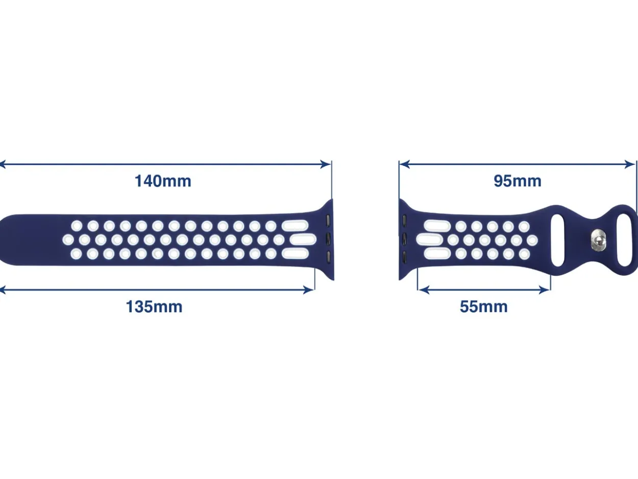 Navy Blue And White Dual Tone Silicone Strap For Apple Watch, Compatible With 38/40/41mm Models