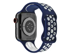 Navy Blue And White Dual Tone Silicone Strap For Apple Watch, Compatible With 42/44/45/49mm Models