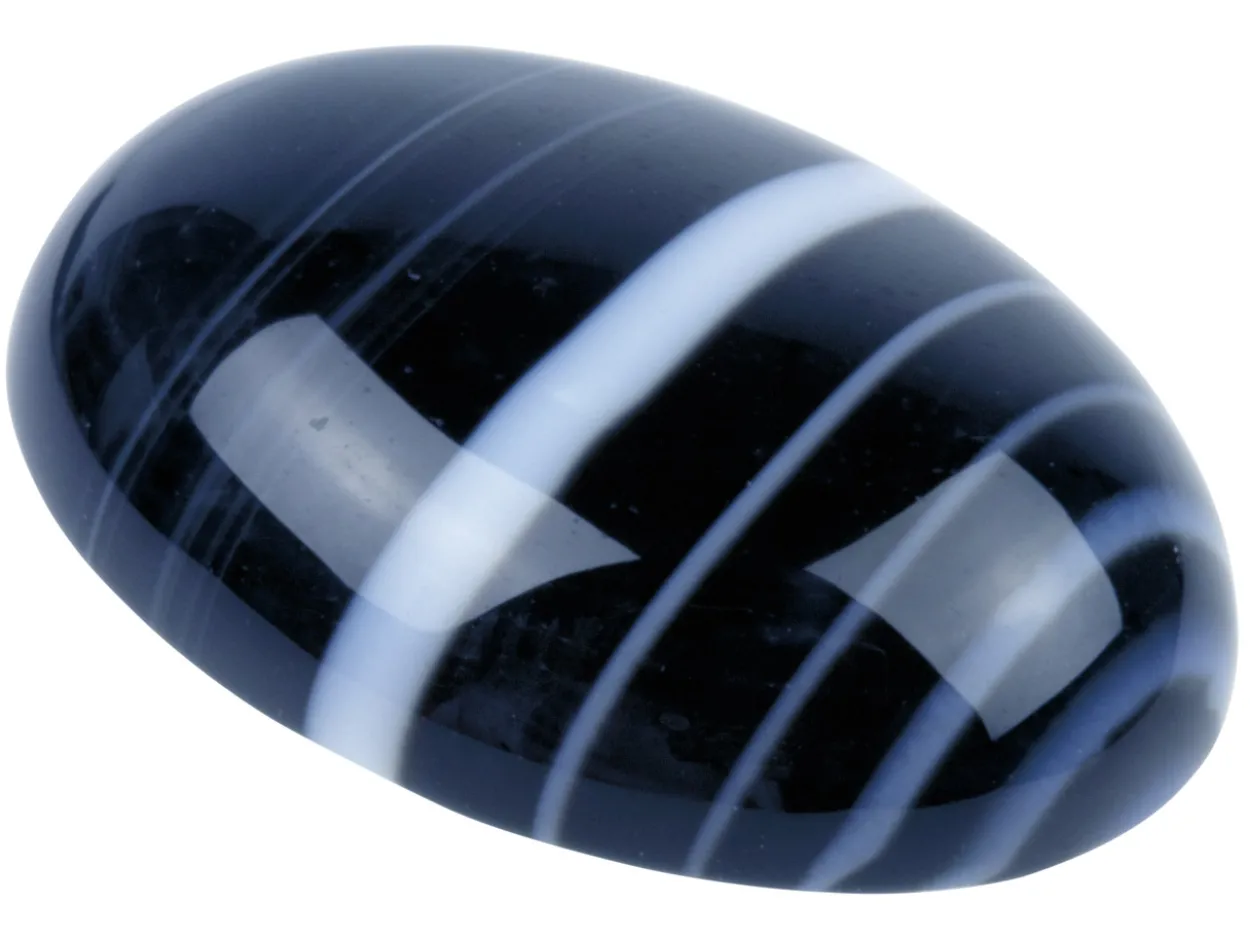 Onyx, Black And White Banded Oval Cabochon, 20x15mm