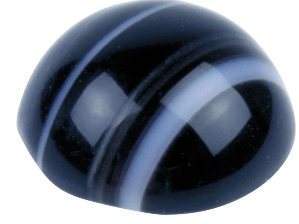 Onyx, Black And White Banded Round Cabochon, 8mm