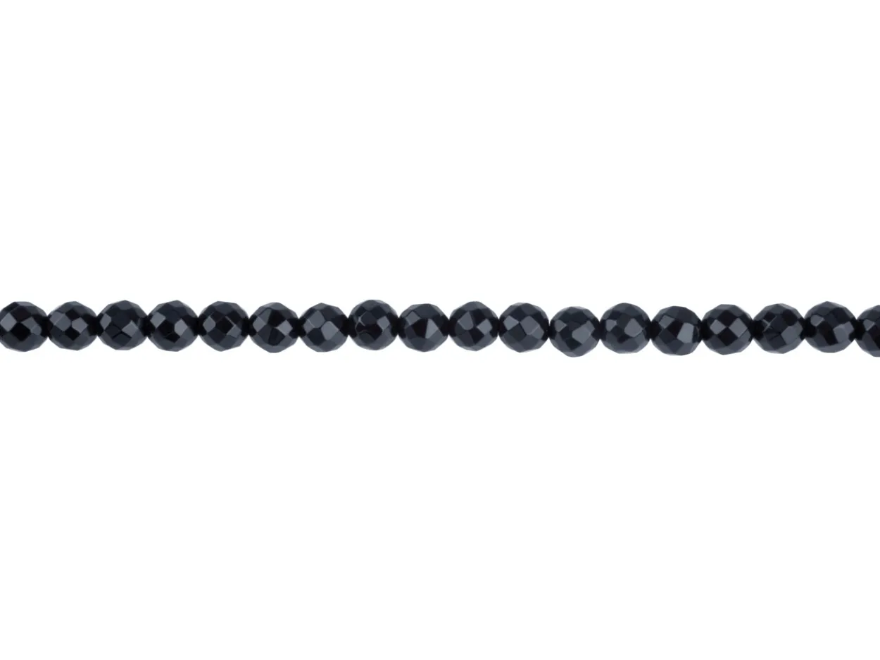 Onyx Semi Precious Faceted Round Beads 6mm, 16"/40cm Strand