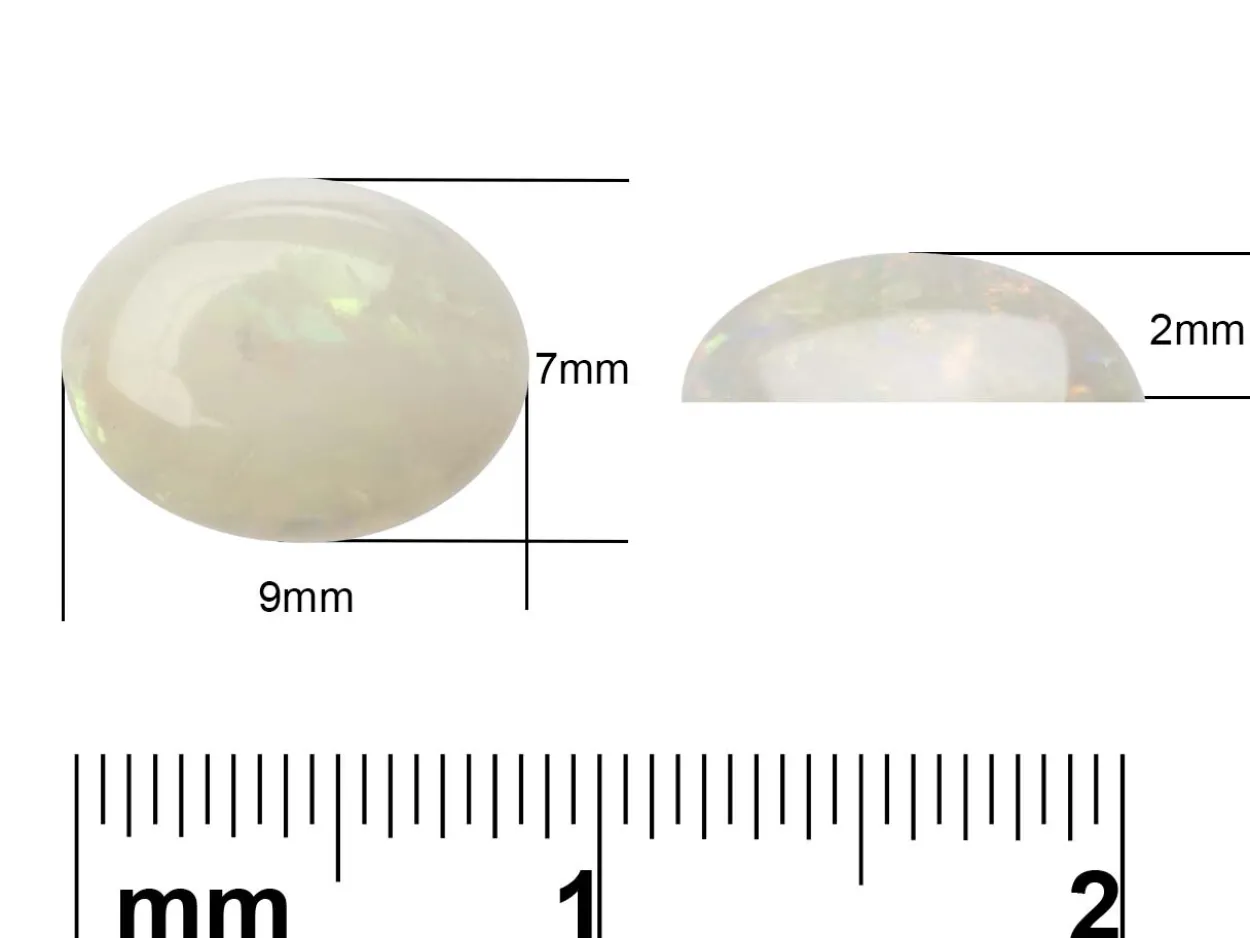 Opal, Oval Cabochon, 9x7mm