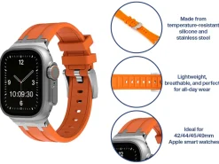 Orange Silicone Strap For Apple Watch, Compatible With 42/44/45/49mm Models