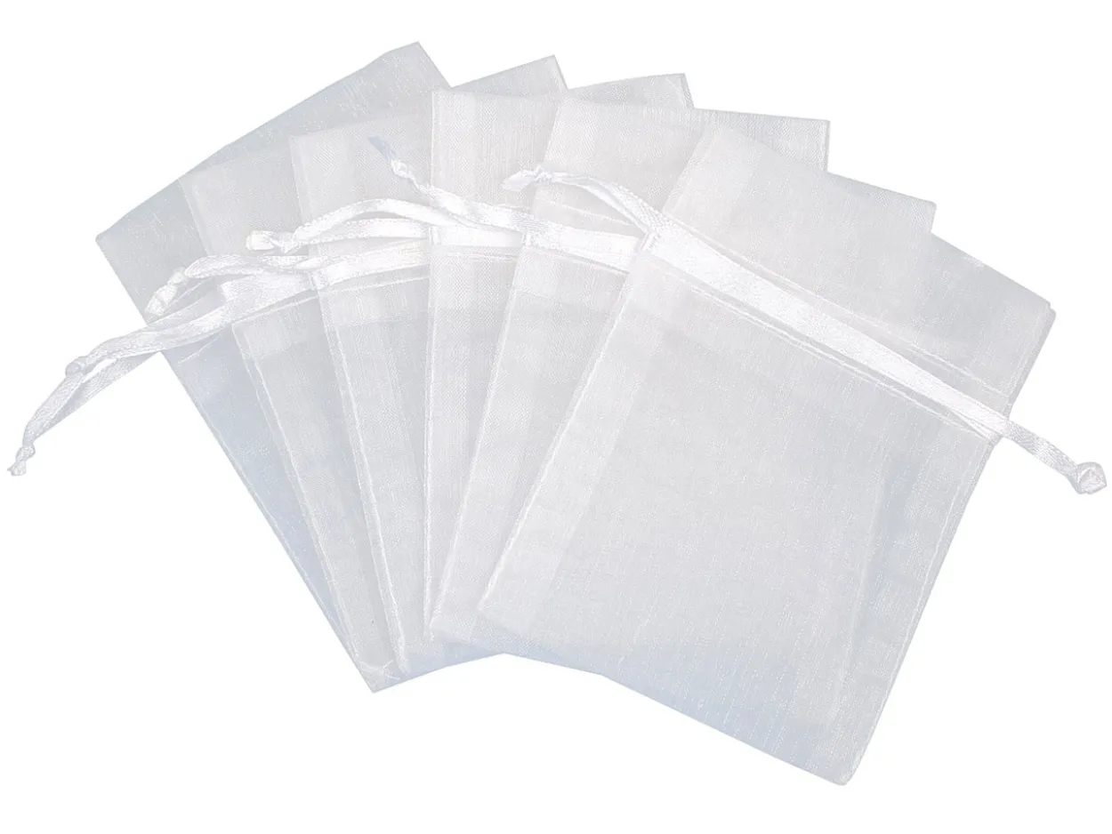 Organza Bags White 7.6cm X 10cm Pack of 6
