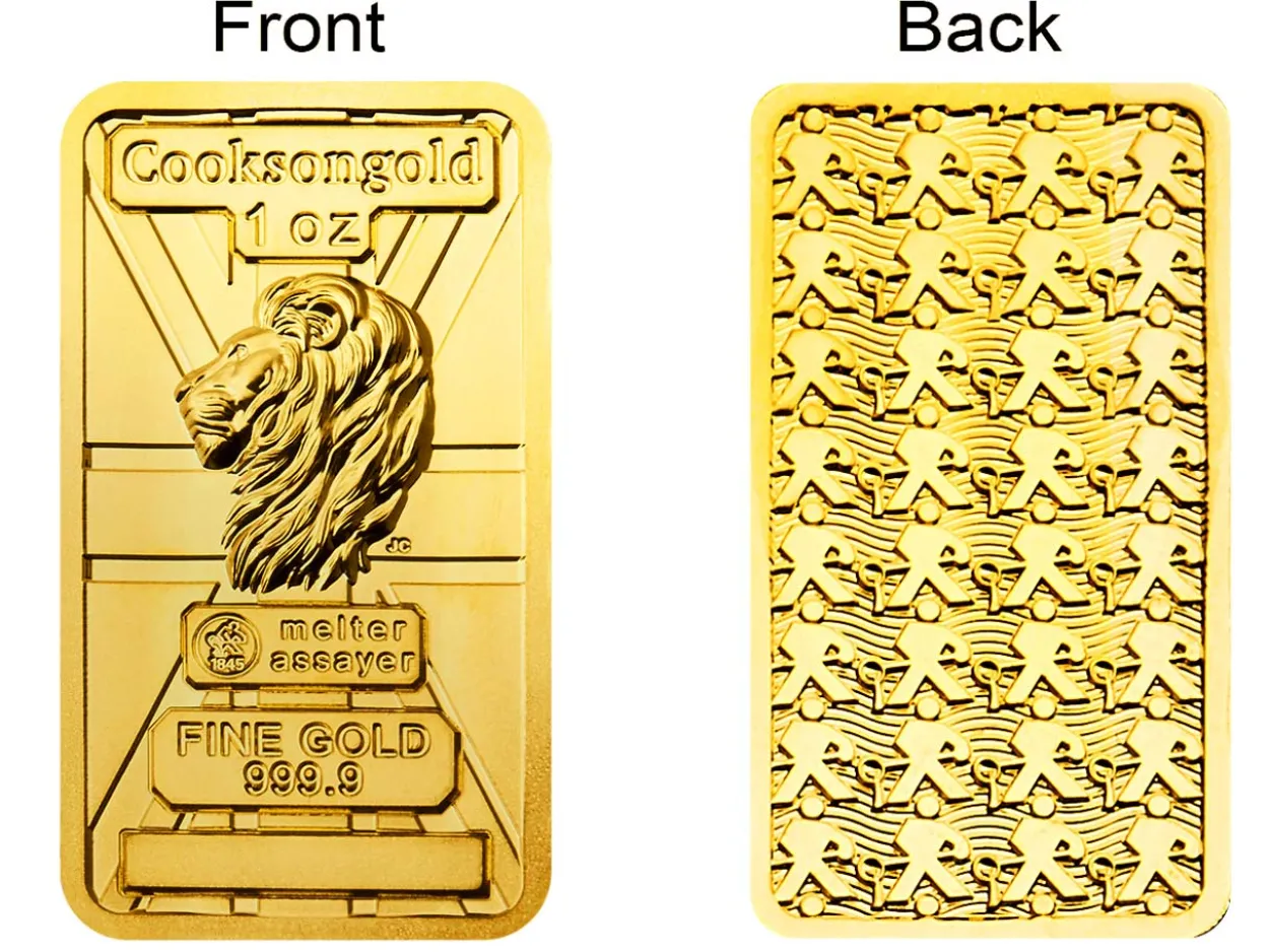 1oz Fine Gold Bar 999.9 - High Relief Lion's Head Collection Serialised