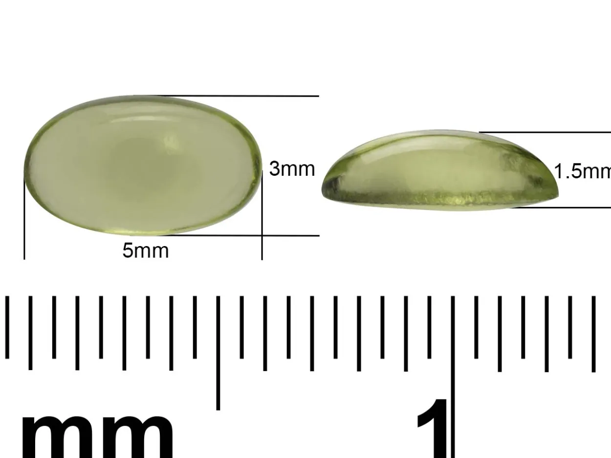 Peridot, Oval Cabochon, 5x3mm