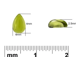 Peridot, Pear Cabochon, 6x4mm