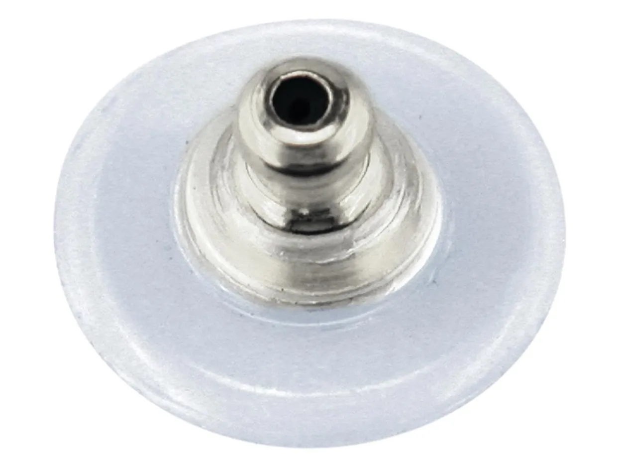 Plastic Ear Backs With Silver Plated Metal Centre Pack of 20