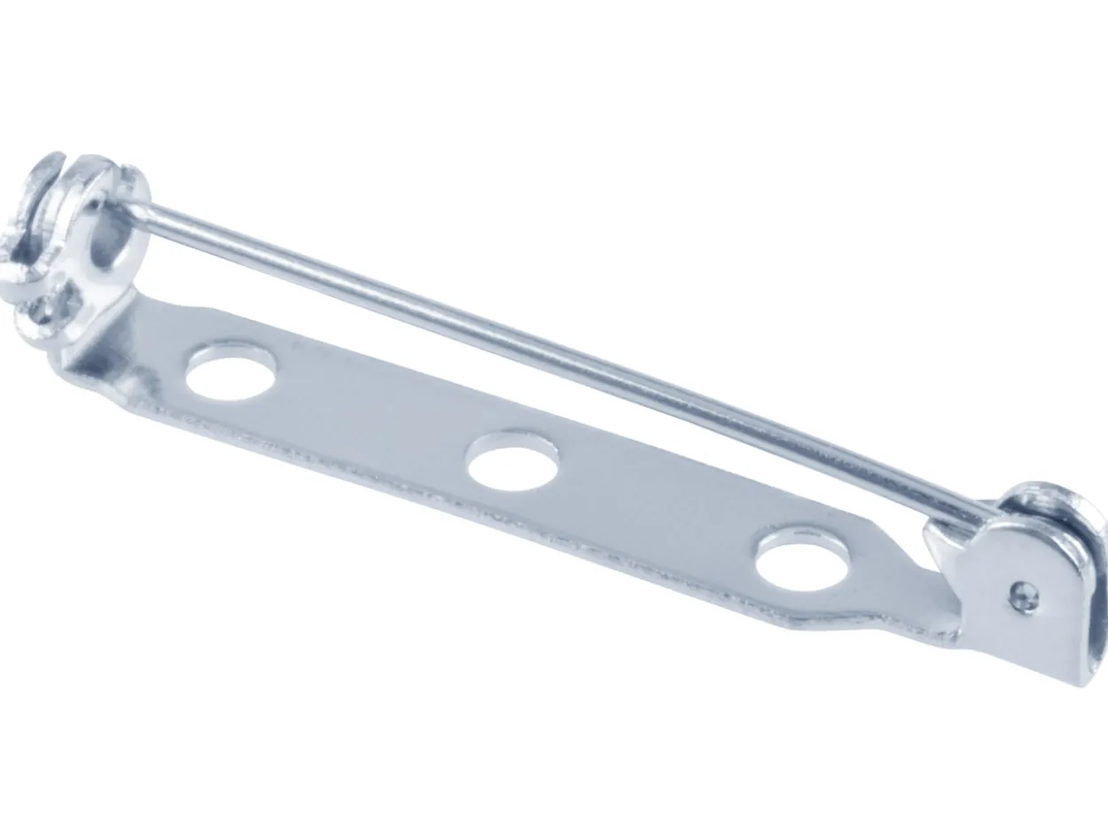 Plated Brooch Pins 3 Hole 30mm Pack of 6