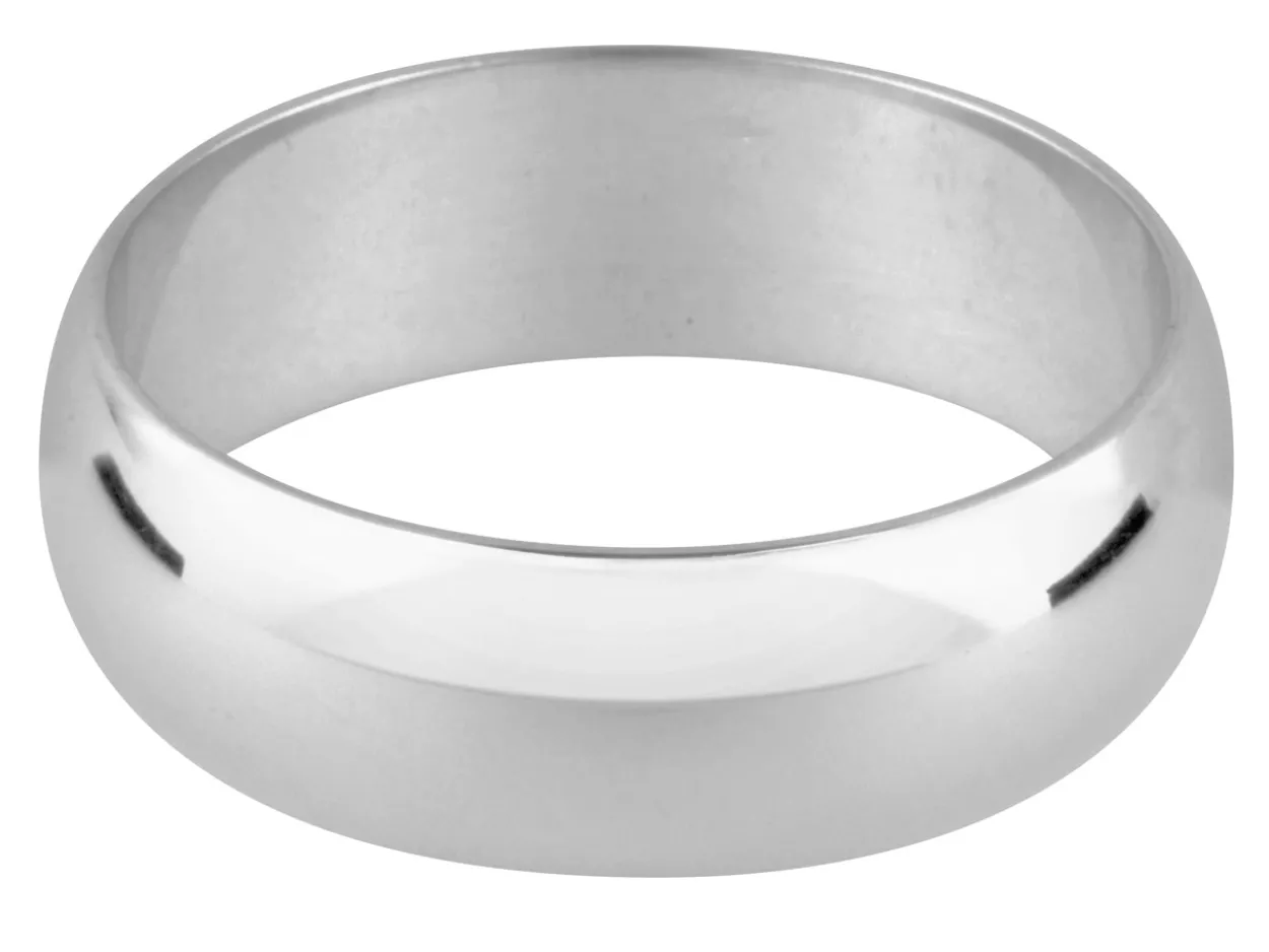 Platinum D Shape Wedding Ring 4.0mm, Size R, 7.5g Medium-weight, Hallmarked, Wall Thickness 1.58mm