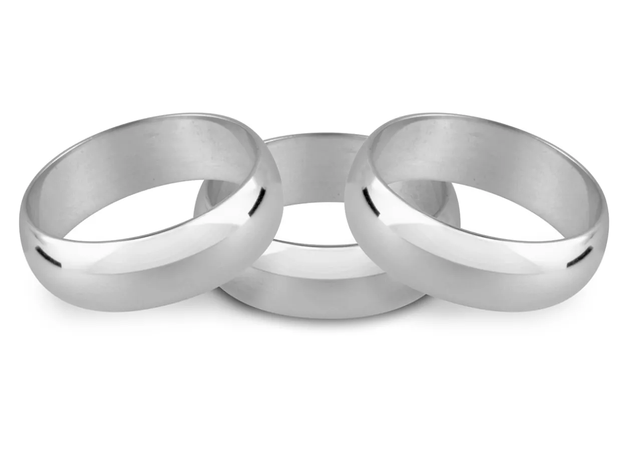 Platinum D Shape Wedding Ring 4.0mm, Size R, 7.5g Medium-weight, Hallmarked, Wall Thickness 1.58mm