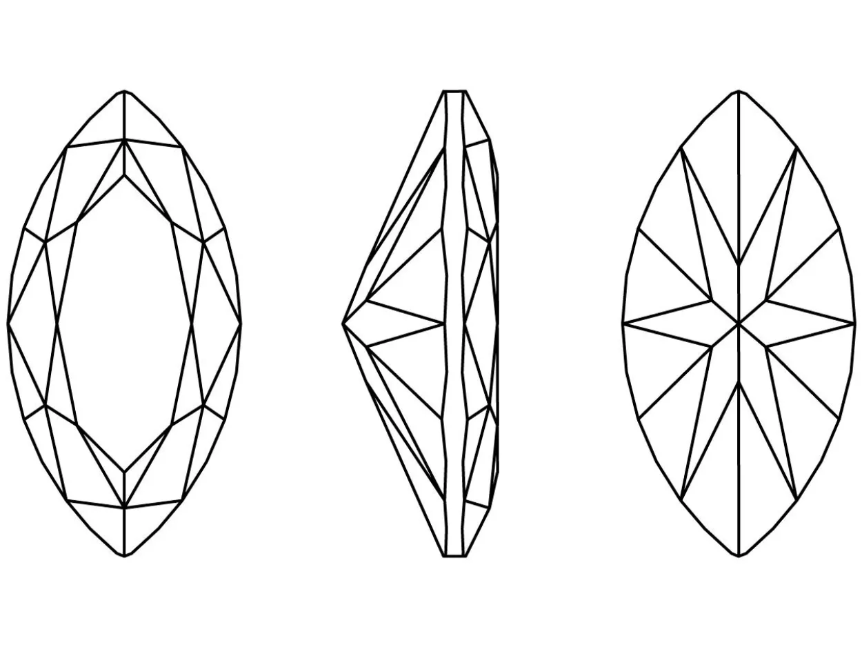 Preciosa Cubic Zirconia, Marquise Diamond, 6 X 3mm, White