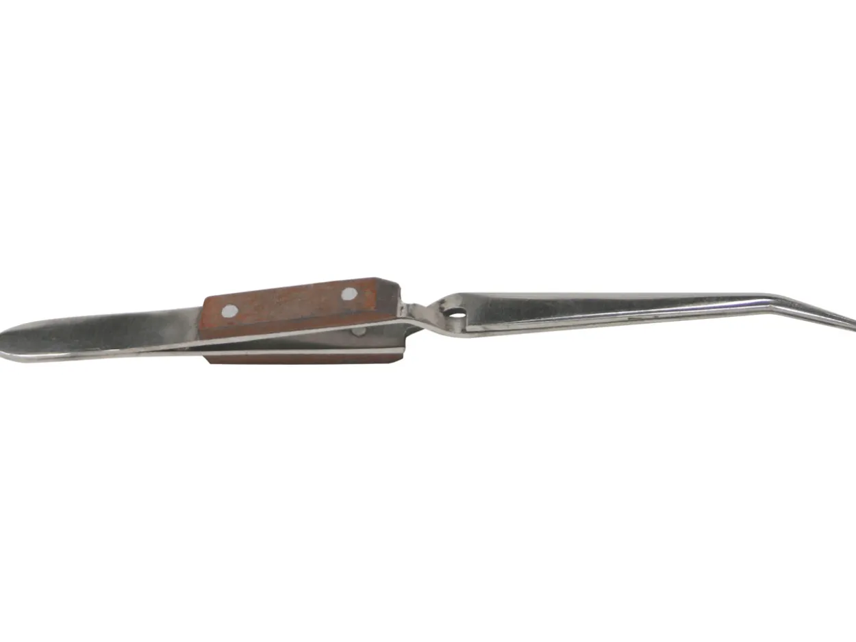 Reverse Action Tweezer, Bent, Insulated, With Curved Tips