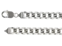 Rhodium Plated 9.3mm Diamond Cut Curb Chain 18"/45cm Unhallmarked