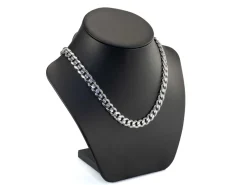 Rhodium Plated 9.3mm Diamond Cut Curb Chain 18
