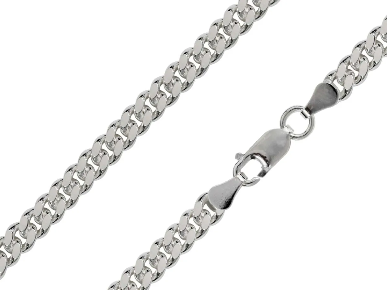 Rhodium Plated 5.7mm Diamond Cut Tight Curb Chain 18"/45cm Unhallmarked