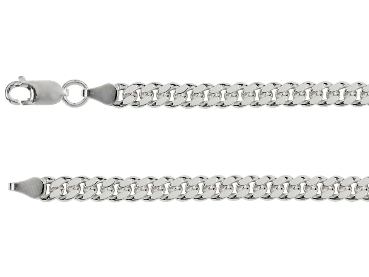 Rhodium Plated 5.7mm Diamond Cut Tight Curb Chain 18"/45cm Unhallmarked