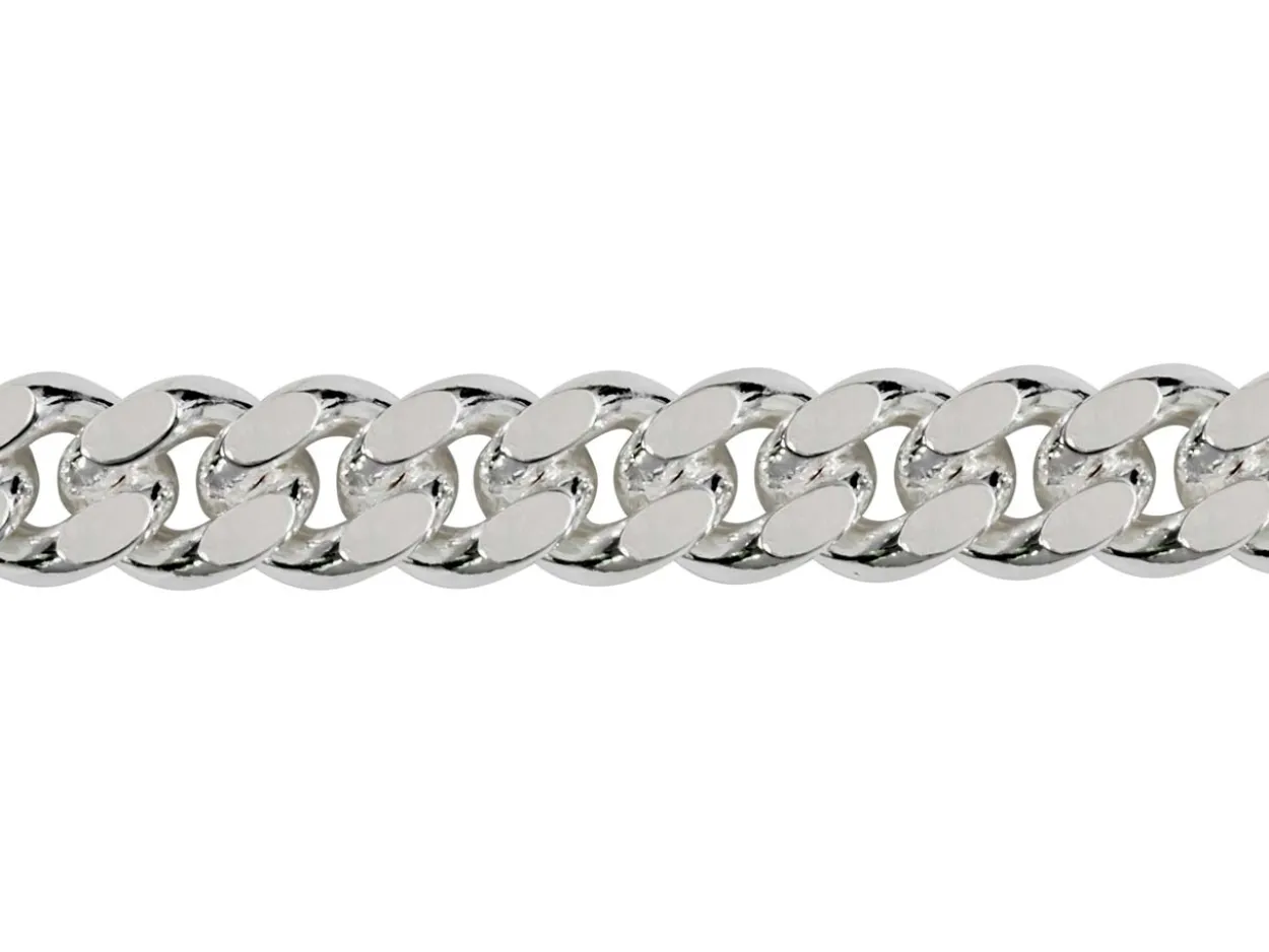 Rhodium Plated 5.7mm Diamond Cut Tight Curb Chain 18"/45cm Unhallmarked