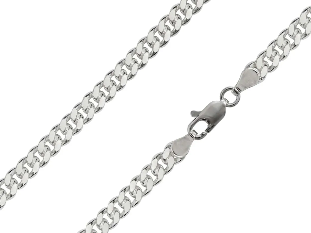 Rhodium Plated 4.9mm Diamond Cut Tight Curb Chain 18"/45cm Unhallmarked