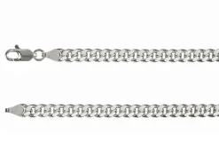 Rhodium Plated 4.9mm Diamond Cut Tight Curb Chain 18"/45cm Unhallmarked