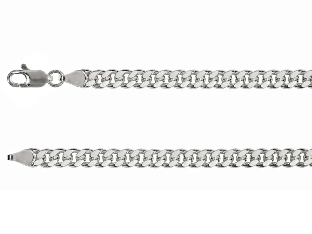 Rhodium Plated 4.9mm Diamond Cut Tight Curb Chain 18"/45cm Unhallmarked