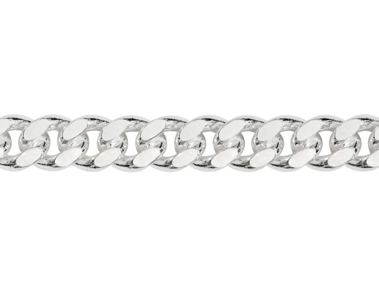 Rhodium Plated 4.9mm Diamond Cut Tight Curb Chain 18"/45cm Unhallmarked