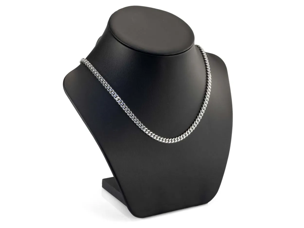 Rhodium Plated 4.9mm Diamond Cut Tight Curb Chain 18"/45cm Unhallmarked