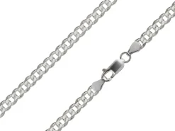 Rhodium Plated 4.7mm Diamond Cut Curb Chain 18"/45cm Unhallmarked
