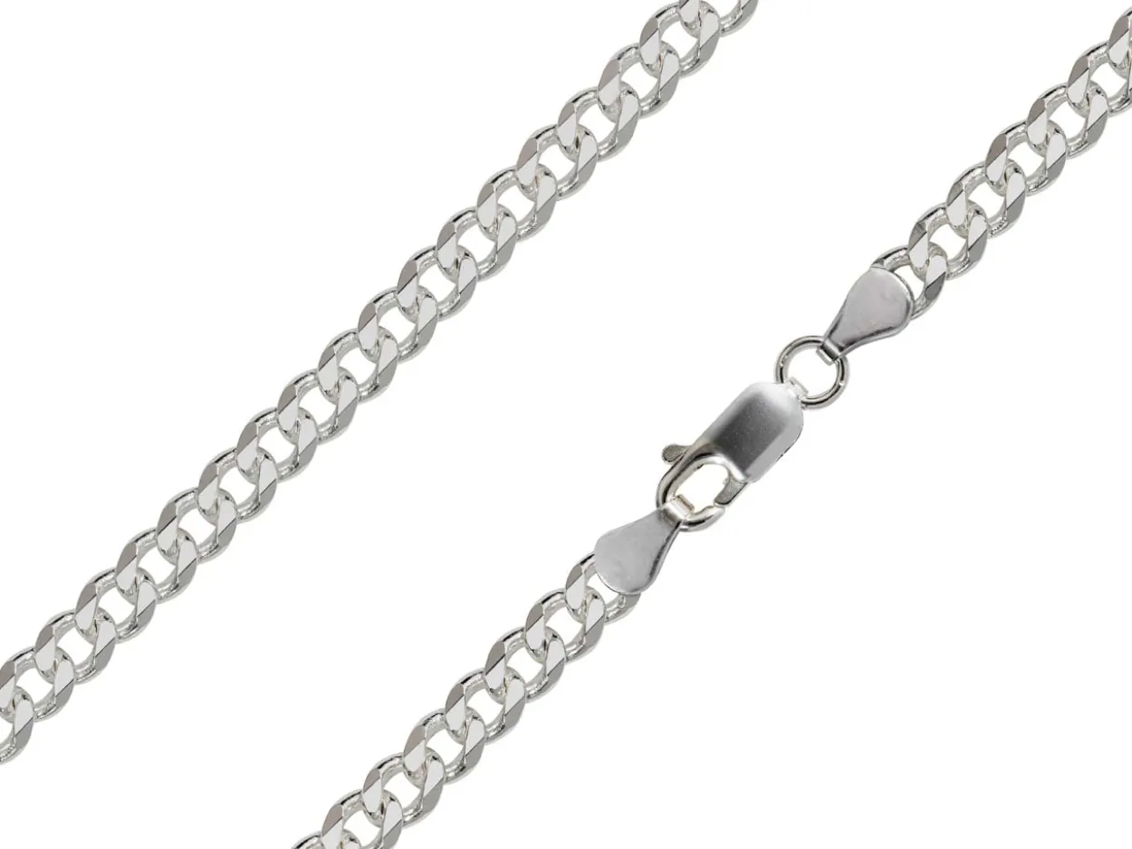 Rhodium Plated 4.7mm Diamond Cut Curb Chain 18"/45cm Unhallmarked