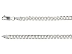 Rhodium Plated 4.7mm Diamond Cut Curb Chain 18"/45cm Unhallmarked