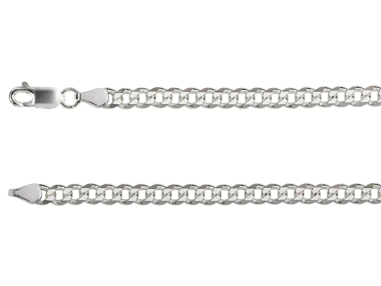 Rhodium Plated 4.7mm Diamond Cut Curb Chain 18"/45cm Unhallmarked
