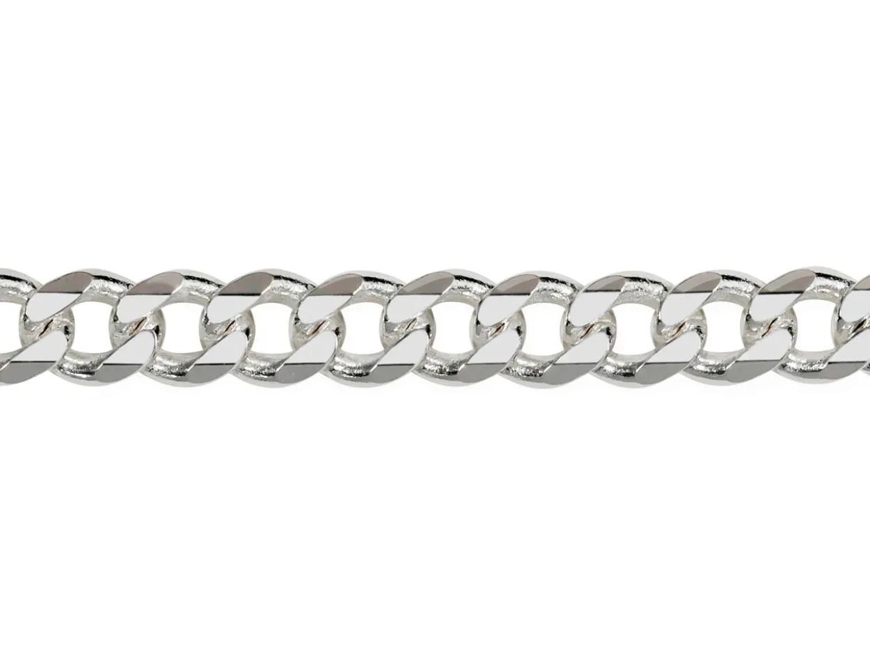 Rhodium Plated 4.7mm Diamond Cut Curb Chain 18"/45cm Unhallmarked