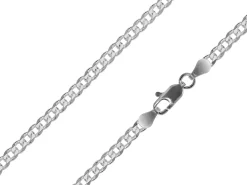 Rhodium Plated 3.7mm Diamond Cut Curb Chain 18"/45cm Unhallmarked