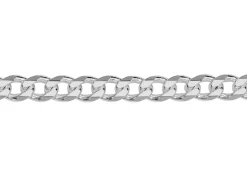 Rhodium Plated 3.7mm Diamond Cut Curb Chain 18