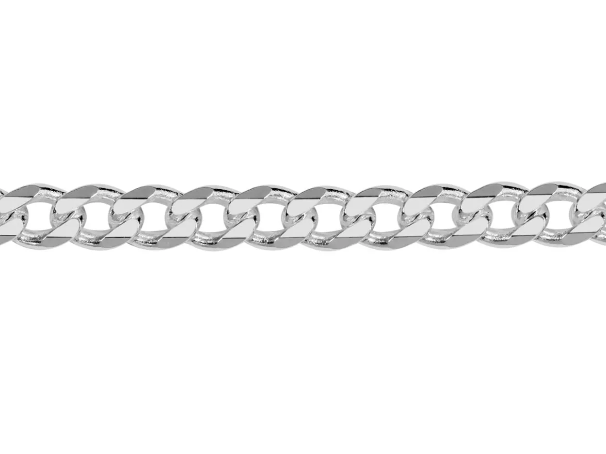 Rhodium Plated 3.7mm Diamond Cut Curb Chain 18"/45cm Unhallmarked