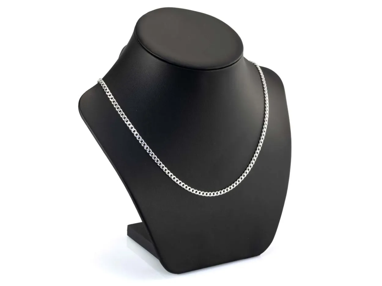 Rhodium Plated 3.7mm Diamond Cut Curb Chain 18"/45cm Unhallmarked