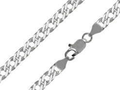 Rhodium Plated 6.4mm Diamond Cut Double Rhombus Curb Chain 18"/45cm Unhallmarked