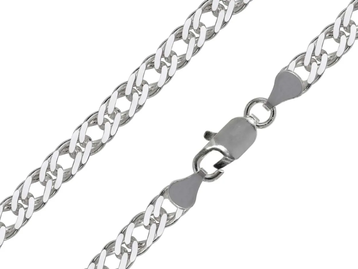 Rhodium Plated 6.4mm Diamond Cut Double Rhombus Curb Chain 18"/45cm Unhallmarked