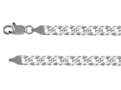 Rhodium Plated 6.4mm Diamond Cut Double Rhombus Curb Chain 18"/45cm Unhallmarked