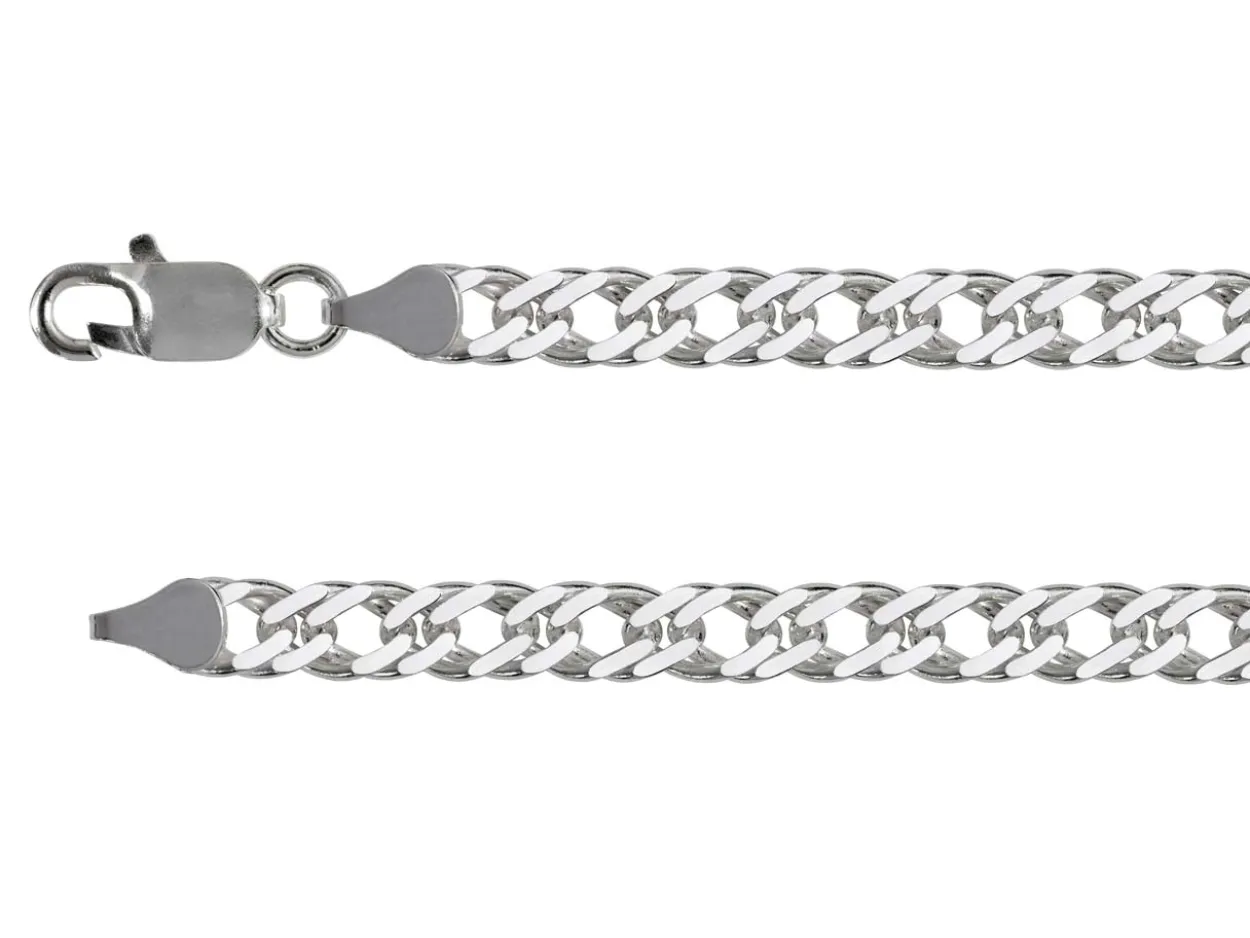 Rhodium Plated 6.4mm Diamond Cut Double Rhombus Curb Chain 18"/45cm Unhallmarked