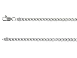 Rhodium Plated 3.6mm Diamond Cut Pavé Curb Chain 18"/45cm Unhallmarked