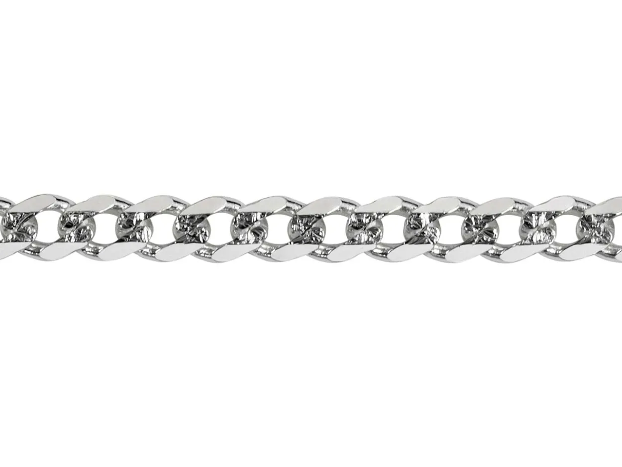 Rhodium Plated 3.6mm Diamond Cut Pavé Curb Chain 18"/45cm Unhallmarked