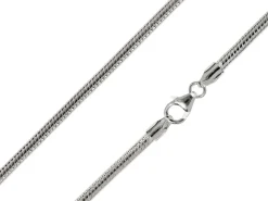 Rhodium Plated 3.1mm Diamond Cut Round Snake Chain 18"/45cm Unhallmarked