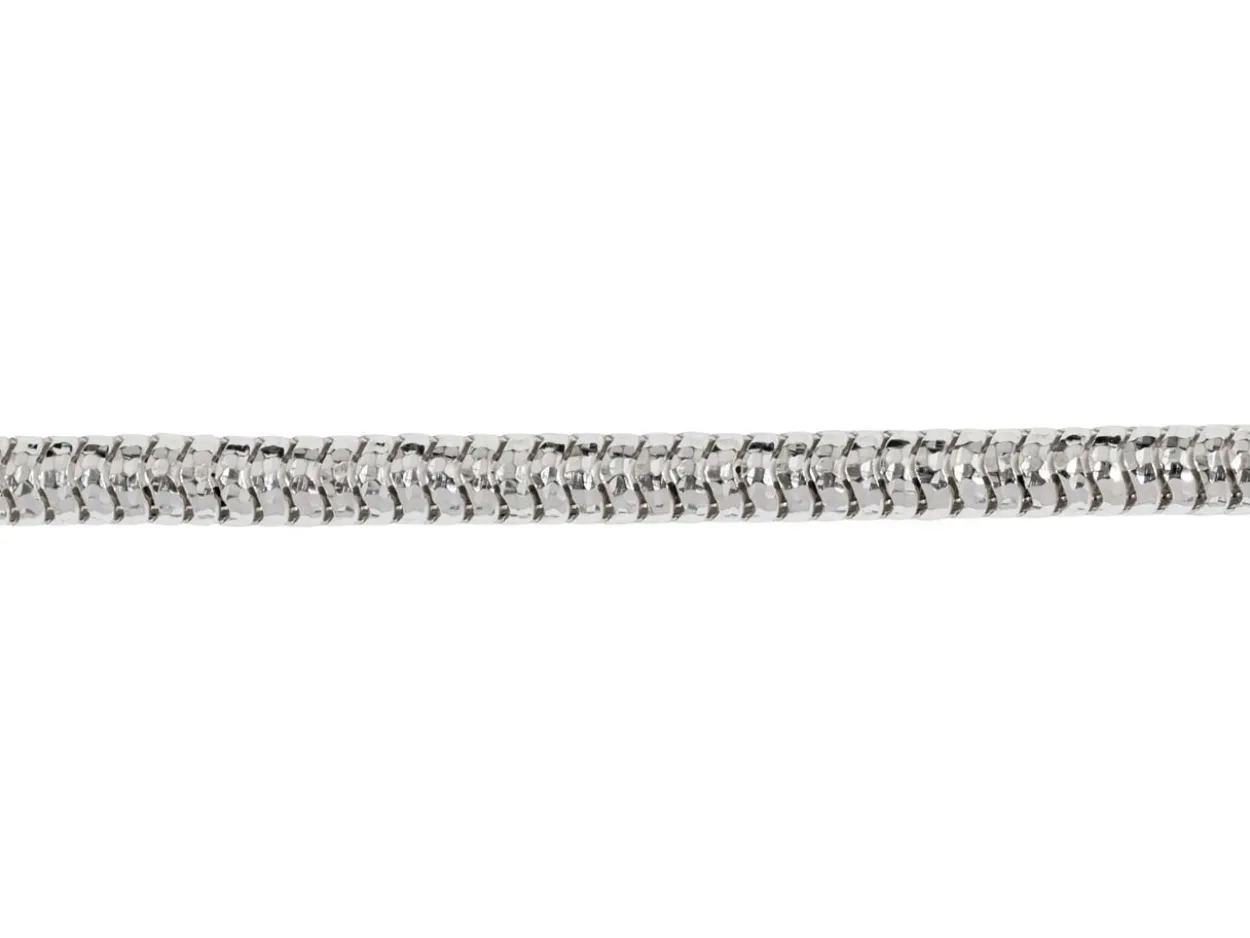 Rhodium Plated 2.8mm Diamond Cut Round Snake Chain 18"/45cm Unhallmarked