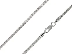 Rhodium Plated 2.3mm Diamond Cut Round Snake Chain 18"/45cm Unhallmarked