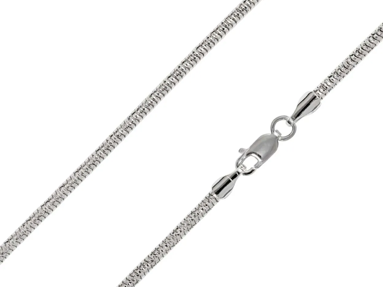 Rhodium Plated 2.3mm Diamond Cut Round Snake Chain 18"/45cm Unhallmarked