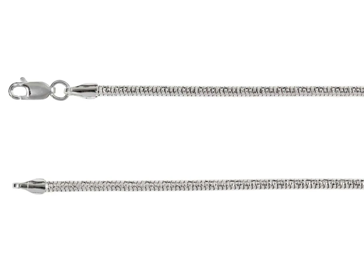 Rhodium Plated 2.3mm Diamond Cut Round Snake Chain 18"/45cm Unhallmarked