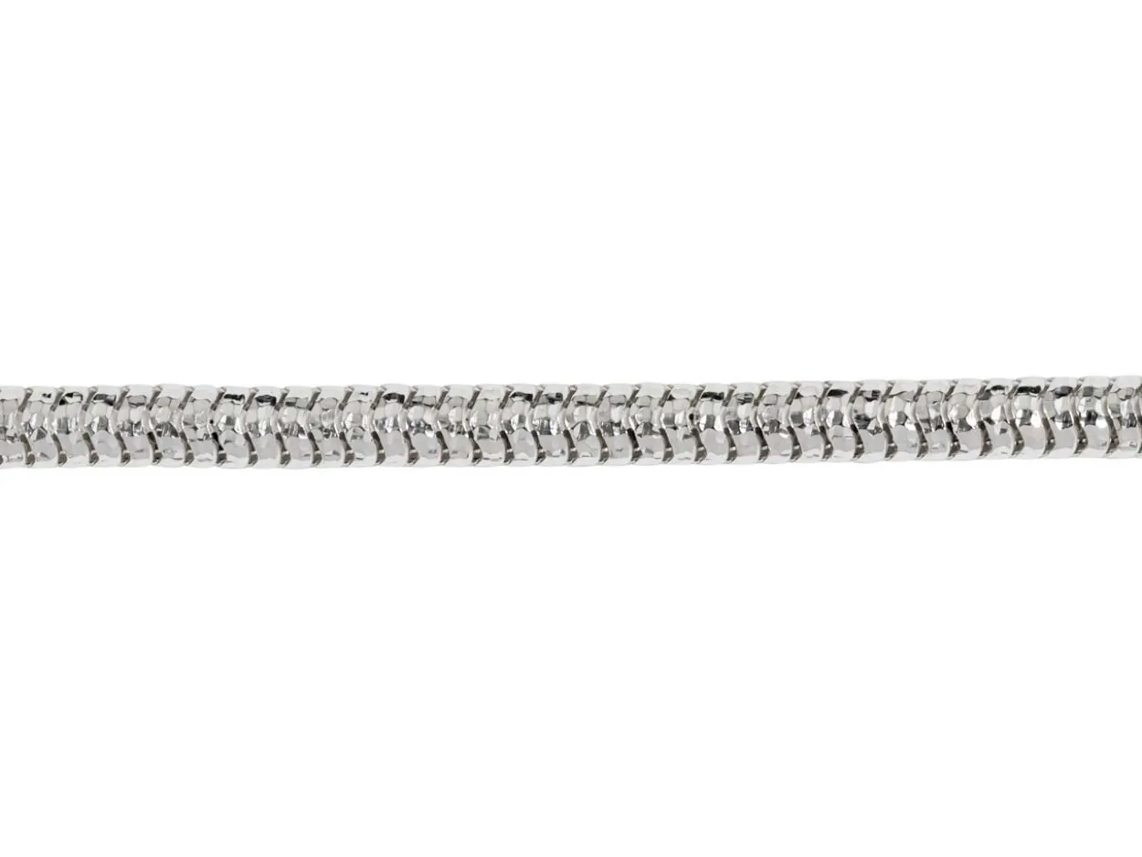Rhodium Plated 2.3mm Diamond Cut Round Snake Chain 18"/45cm Unhallmarked